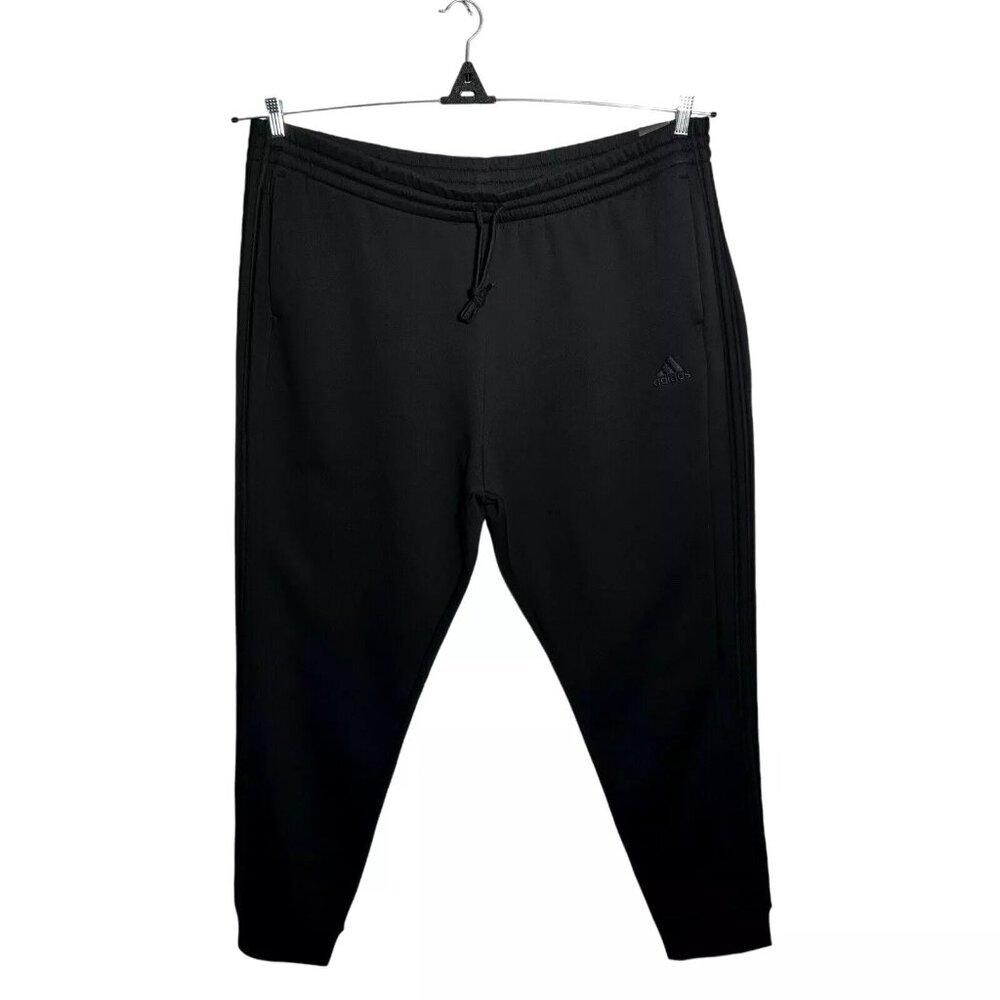 adidas Men's Fleece 3-Stripe Sweatpants 4XL Tall (48x35) Solid Black Tapered Leg